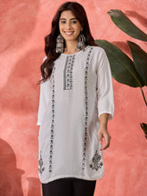 Women Embroidered Straight Short Kurti
